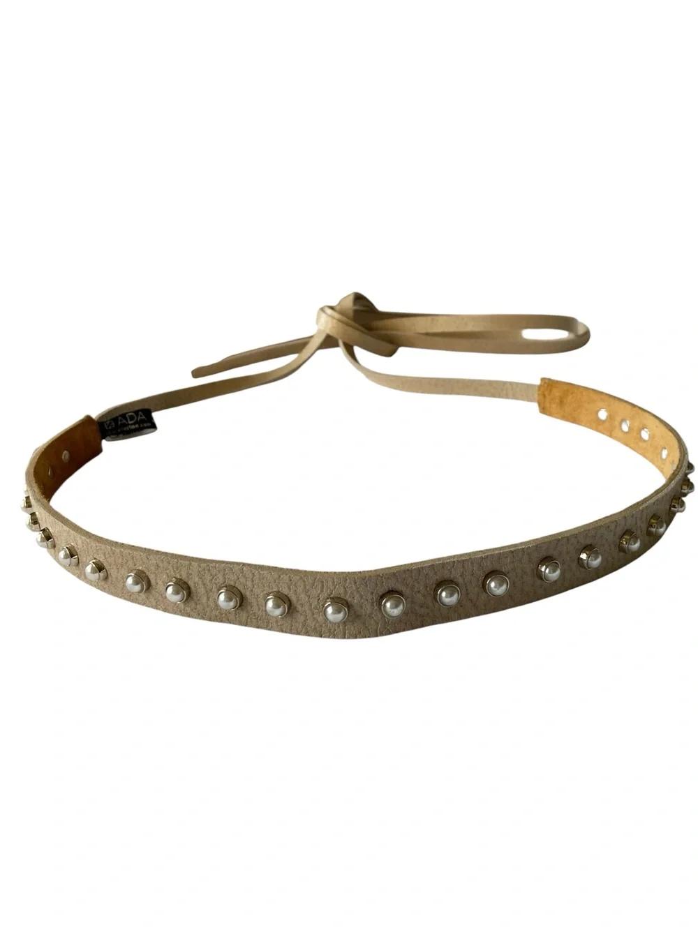 ADA Evita Pearl Wrap Leather Belt Pale One Size NWT